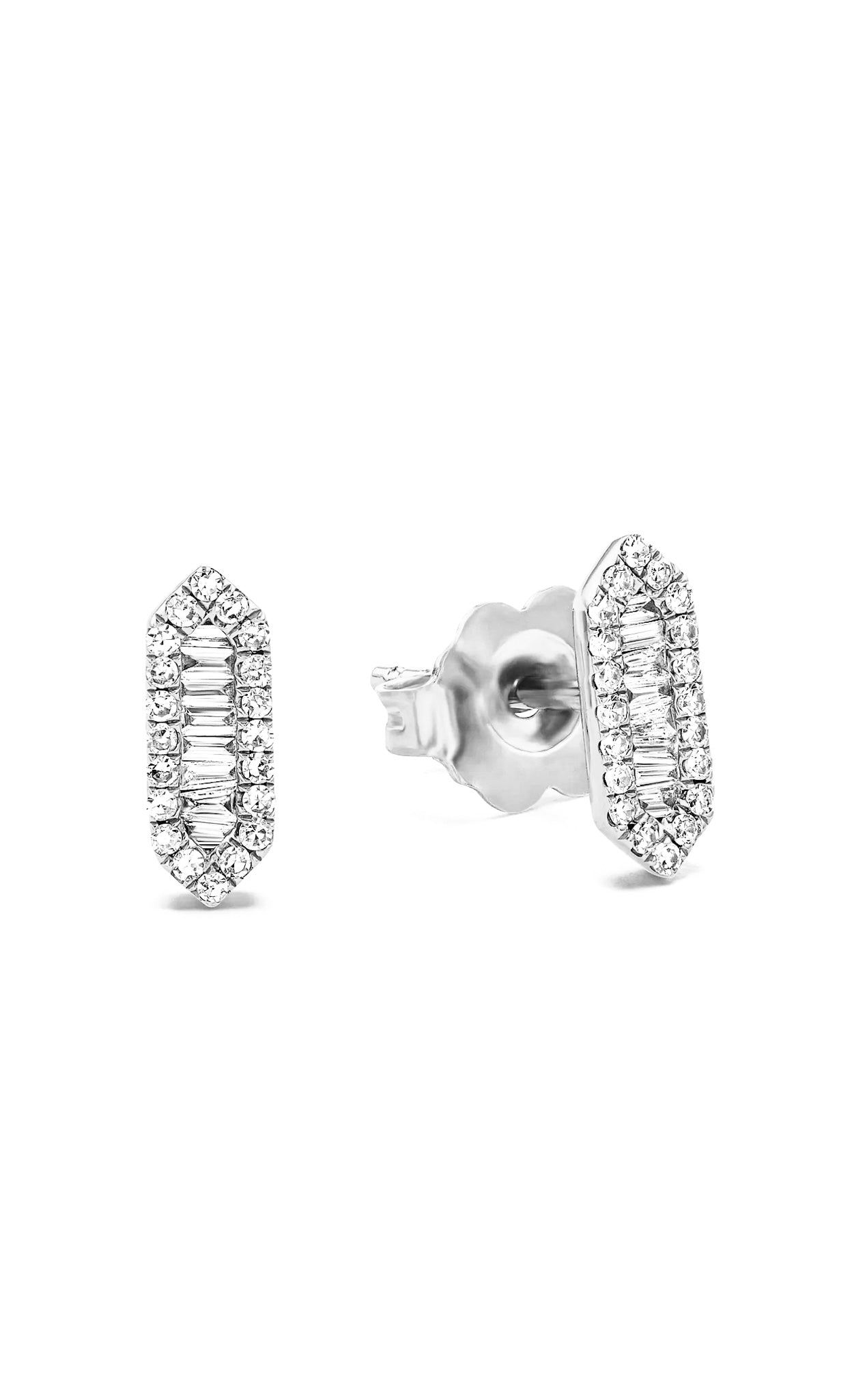 Natural Diamond Baguettes and Brilliant Stud Earrings