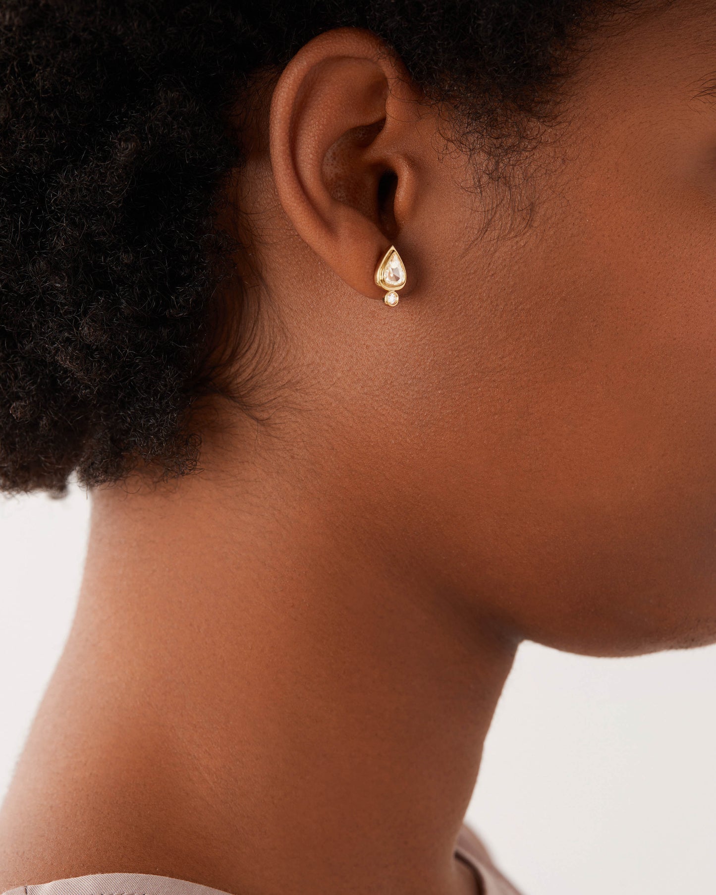 Tears of Joy Diamond and 18K Gold Stud Earrings