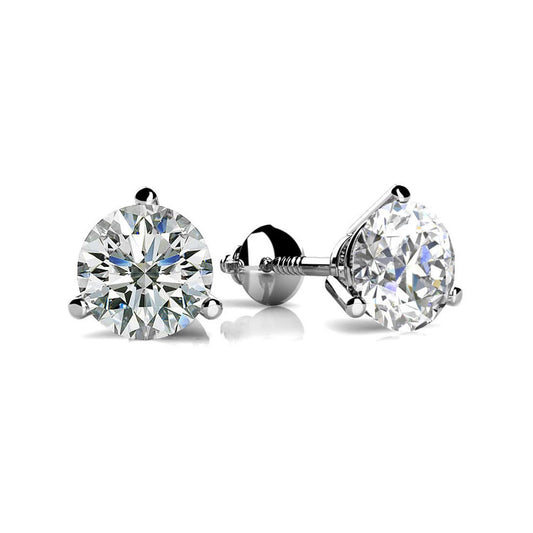 1 Carat Lab-Grown Diamond Stud Earrings (0.50ct each) – E-F VS1, 14K Gold Martini Setting | Heart The Stones