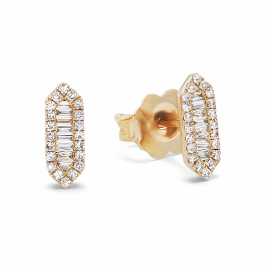 Natural Diamond Baguettes and Brilliant Stud Earrings