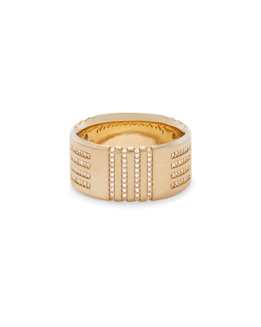 Spindle Cigar Band in Yellow Gold with Natural Diamonds